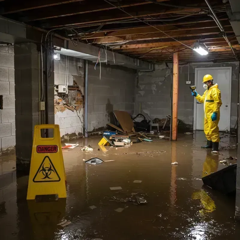 Flooded Basement Electrical Hazard in Harristown, IL Property